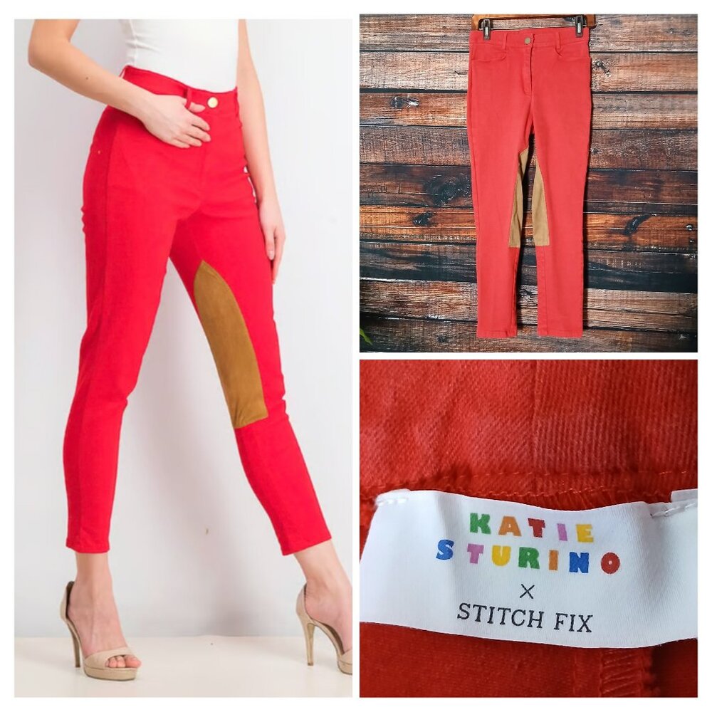 Katie Sturino Stitch Fix S Pippa Riding Pants Red Breech Ankle Skinny Stretch